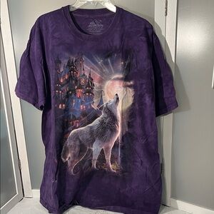 The Mountain Enchanted Wolf and Castle T-Shirt - Purple
